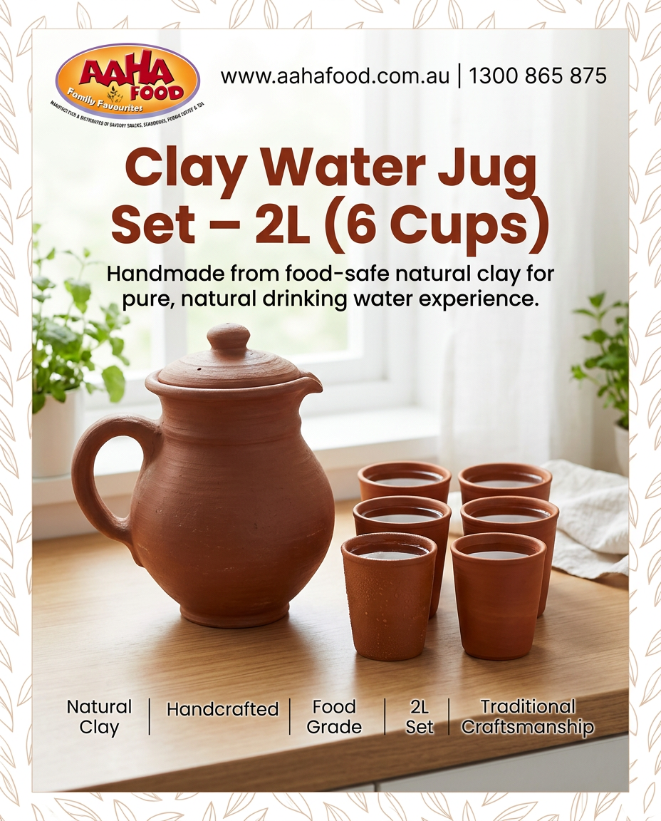 Clay Water Jug Set with 6 Cups 2L – Coming Soon