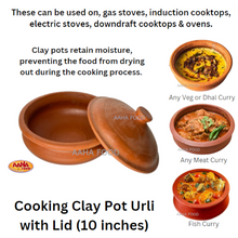 Load image into Gallery viewer, Cooking Clay Pot Urli with Lid (10 inches)
