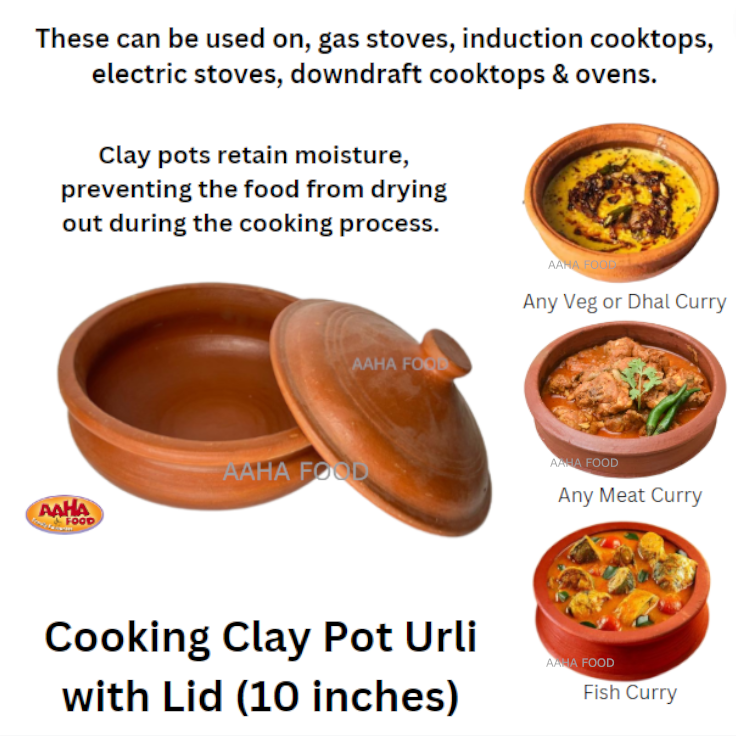 Cooking Clay Pot Urli with Lid (10 inches)