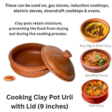 Load image into Gallery viewer, Cooking Clay Pot Urli (9 inch) with Lid
