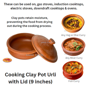 Cooking Clay Pot Urli (9 inch) with Lid