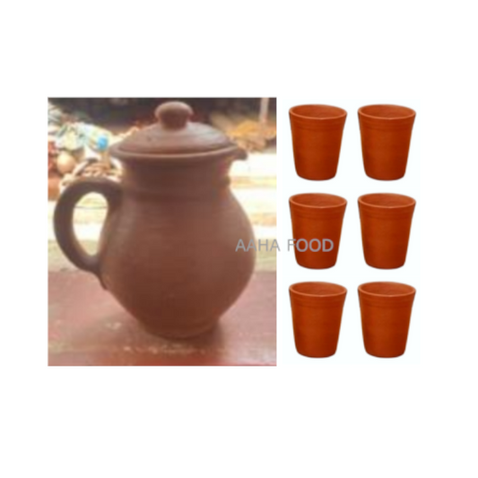Clay Water Jug 2L with 6 Cups - COMING SOON