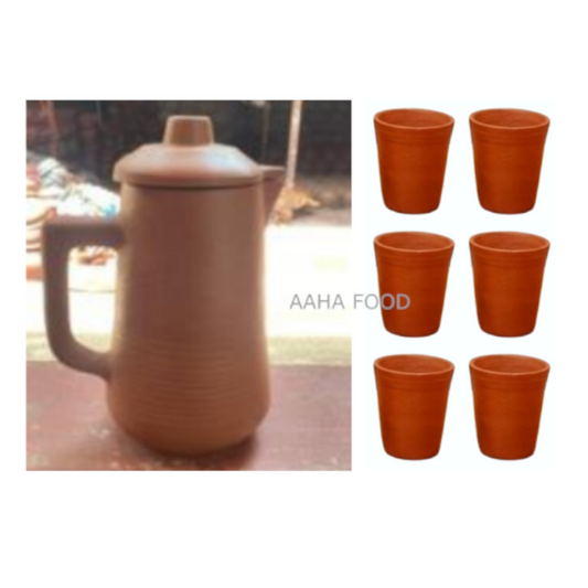 Clay Water Jug 2L with 6 Cups - COMING SOON