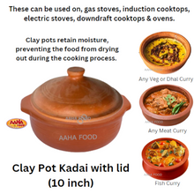 Load image into Gallery viewer, Clay Pot Kadai with lid (10 inch)
