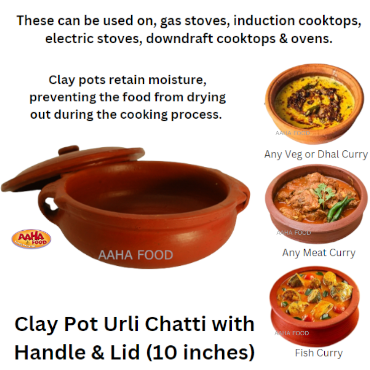 Clay Pot Urli Chatti with Handle & Lid (10 inches)